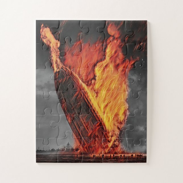 Zeppelin Airship Hindenburg Disaster Circa 1937 Ji Jigsaw Puzzle (Vertical)