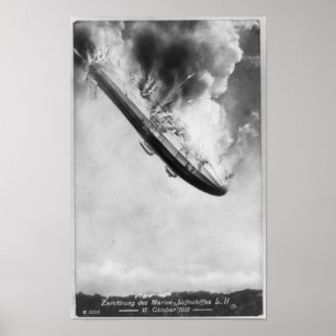 Zeppelin Burning Falling From Sky 1913 Poster