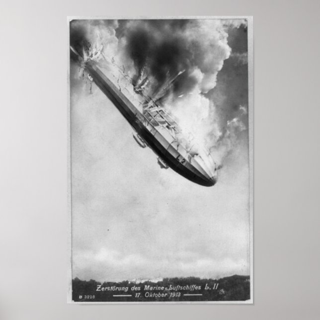 Zeppelin Burning Falling From Sky 1913 Poster (Front)
