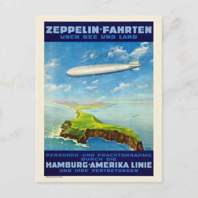 Zeppelin-Fahrten Germany Vintage Poster 1935 Postcard (Front)