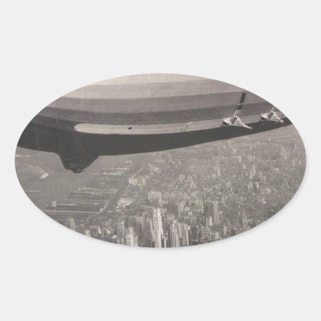 Zeppelin over New York City Oval Sticker (Front)