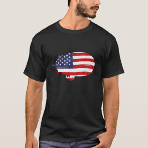 Zeppelin USA Flag America Dirigible Airship Blimp  T-Shirt