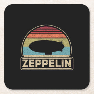 Zeppelin Vintage Retro Zeppelin Shirt Dirigible Square Paper Coaster