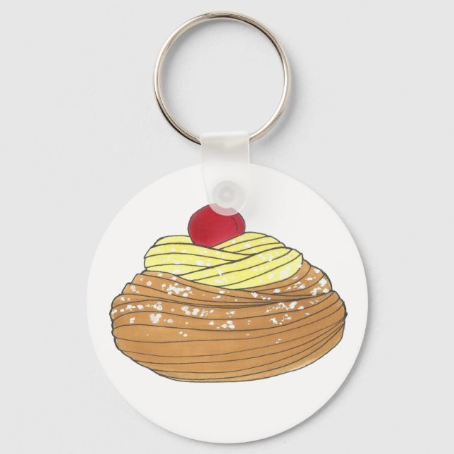 ZEPPOLE Italian Fried Dough Pastry Bakery Foodie Key Ring (Front)