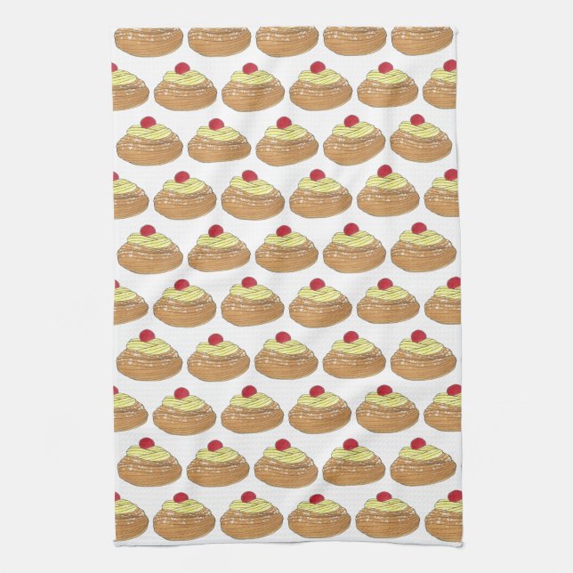 ZEPPOLE Italian Fried Dough Pastry Bakery Foodie Tea Towel (Vertical)
