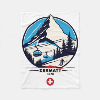 Zermatt 4478 - Skiing On The Problemhorn  Fleece Blanket