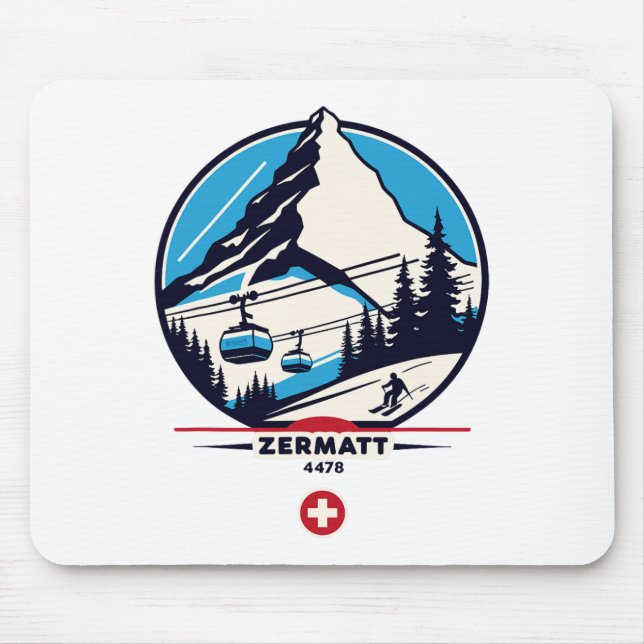 Zermatt 4478 - Skiing On The Problemhorn  Mouse Pad (Front)