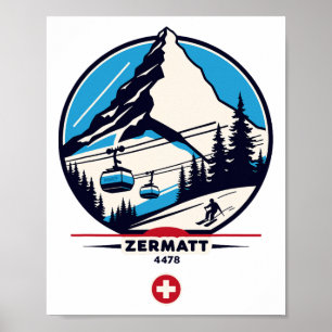Zermatt 4478 - Skiing On The Problemhorn Poster