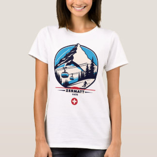 Zermatt 4478 - Skiing On The Problemhorn  T-Shirt