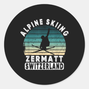 Zermatt Alpine Skiing Switzerland Mountains Swiss Classic Round Sticker