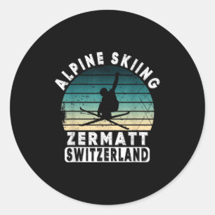 Zermatt Alpine Skiing Switzerland Mountains Swiss Classic Round Sticker