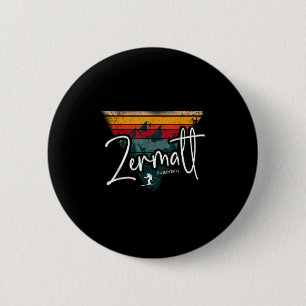 Zermatt Alpine Skiing Vintage Swiss Alps Switzerla 6 Cm Round Badge