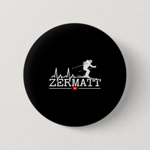 Zermatt Heartbeat Alpine Skiing Swiss Alps Switzer 6 Cm Round Badge