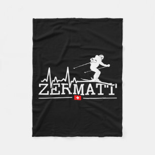 Zermatt Heartbeat Alpine Skiing Swiss Alps Switzer Fleece Blanket