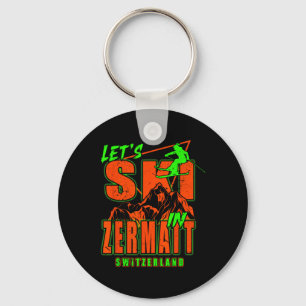 Zermatt Let's Ski Alpine Skiing Swiss Alps Switzer Key Ring