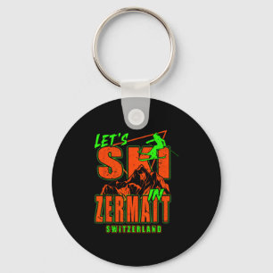 Zermatt Lets Ski Alpine Skiing Swiss Alps Switzerl Key Ring