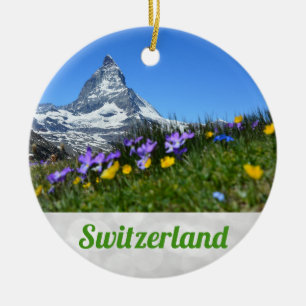 Zermatt Matterhorn Switzerland Christmas Ceramic Ornament