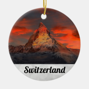 Zermatt Matterhorn Switzerland Swiss Alps Sunset Ceramic Ornament