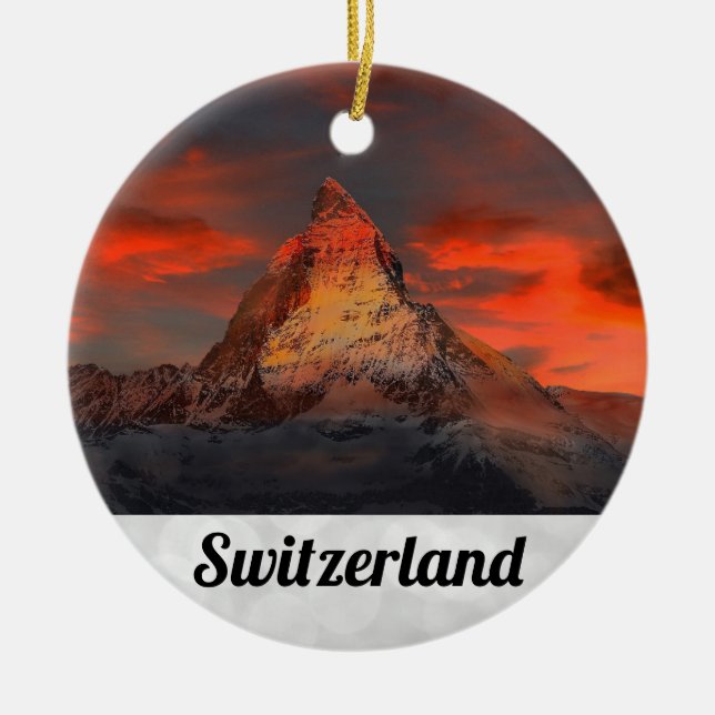 Zermatt Matterhorn Switzerland Swiss Alps Sunset Ceramic Ornament (Front)