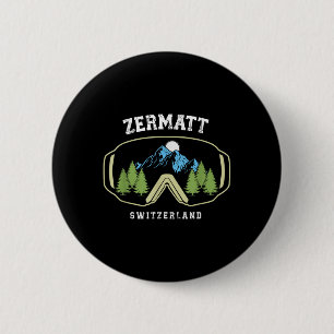 Zermatt Ski Goggles Alpine Skiing Swiss Alps Switz 6 Cm Round Badge