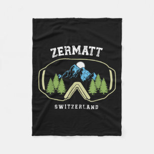 Zermatt Ski Goggles Alpine Skiing Swiss Alps Switz Fleece Blanket
