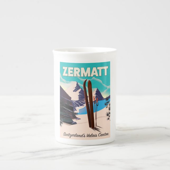 Zermatt Ski vacation poster Bone China Mug (Front)
