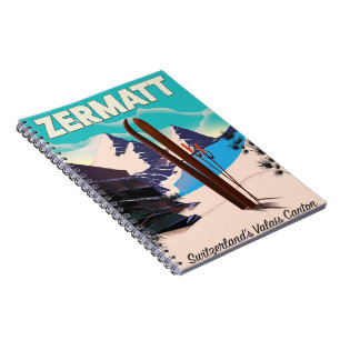 Zermatt Ski vacation poster Notebook