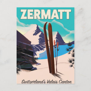 Zermatt Ski vacation poster Postcard