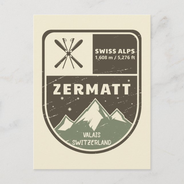 Zermatt Swiss Alps Valais Switzerland Postcard (Front)