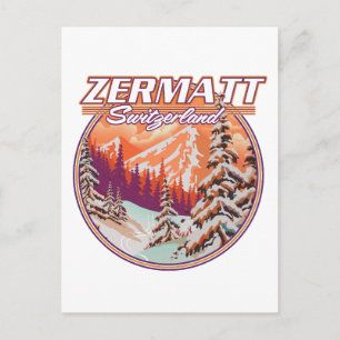 Zermatt switzerland logo holiday postcard