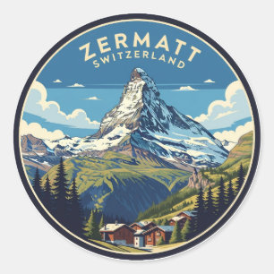 Zermatt Switzerland Matterhorn Classic Round Sticker