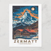 Zermatt Switzerland Matterhorn Travel Art Vintage