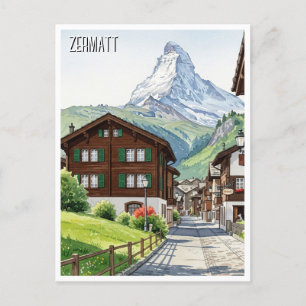 Zermatt Switzerland Matterhorn Travel Postcard