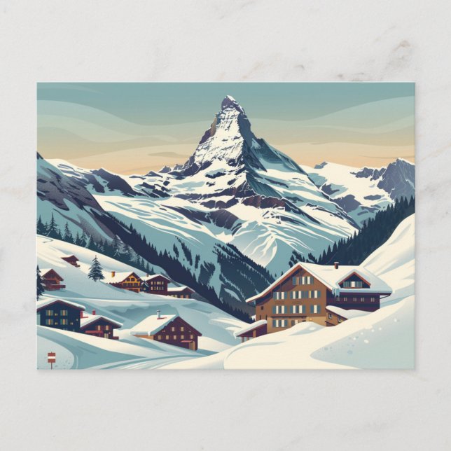 Zermatt, Switzerland Matterhorn Vintage Travel  Postcard (Front)