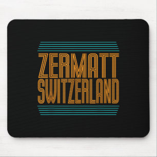 Zermatt Switzerland Retro Alpine Skiing Swiss Alps Mouse Pad