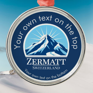 Zermatt Switzerland ski Mountain medal Metal Ornament