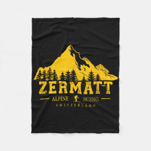Zermatt Switzerland Ski Resort Alpine Skiing Swiss Fleece Blanket