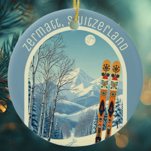 Zermatt Switzerland ski souvenir Ceramic Ornament