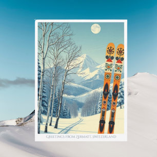 Zermatt Switzerland ski vacation Postcard