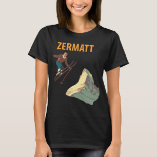 Zermatt Switzerland Skiing Retro Travel T-Shirt