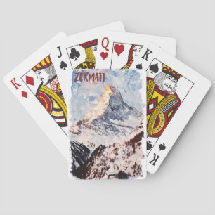 Zermatt Switzerland Swiss Alps Watercolor Playing Cards