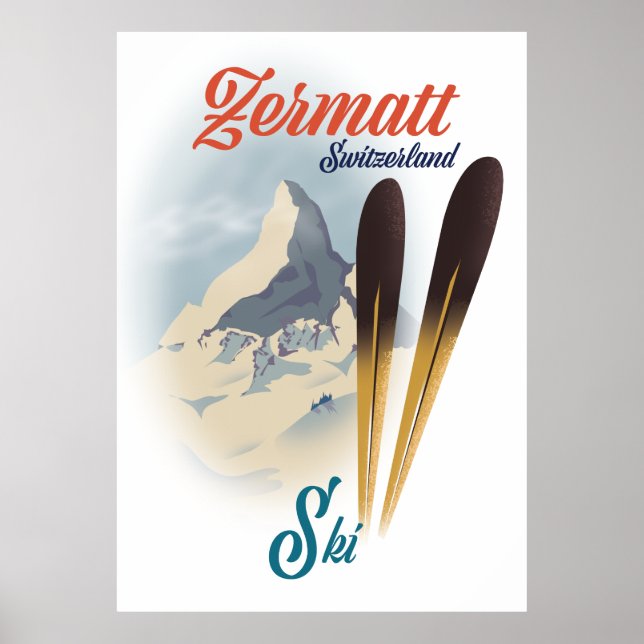 Zermatt Switzerland vintage ski poster (Front)