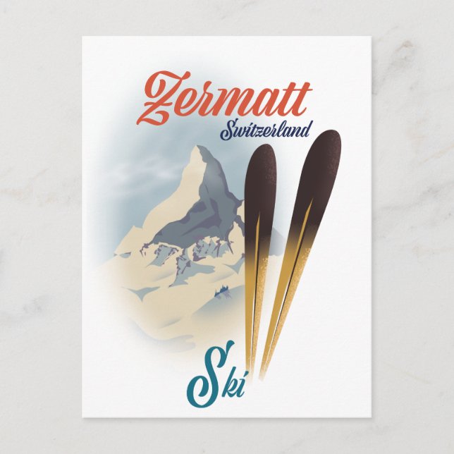 Zermatt Switzerland vintage ski poster Postcard (Front)