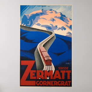 Zermatt Switzerland Vintage Travel Poster