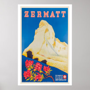 Zermatt Switzerland Vintage Travel Poster