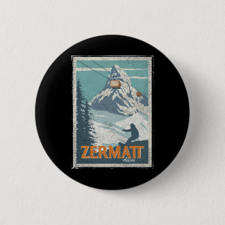 Zermatt Switzerland Winter Skiing Snowboarding Ski 6 Cm Round Badge