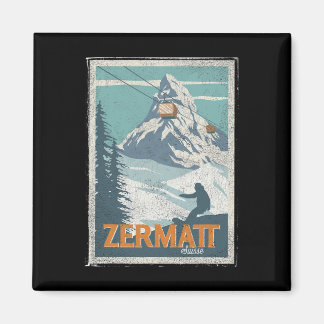 Zermatt Switzerland Winter Skiing Snowboarding Ski Magnet