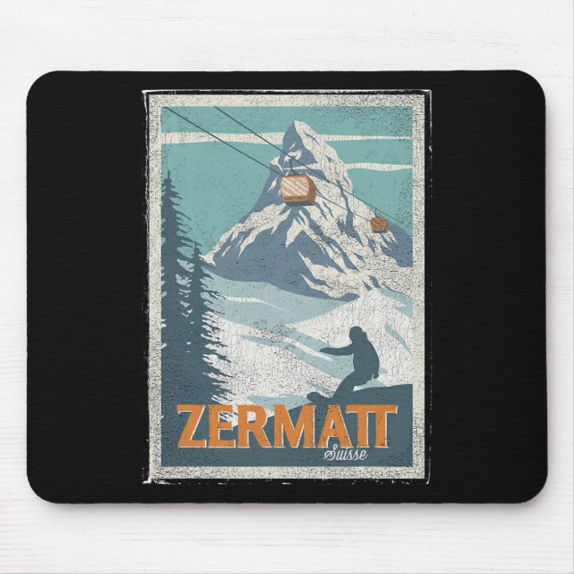 Zermatt Switzerland Winter Skiing Snowboarding Ski Mouse Pad (Front)