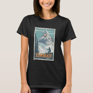 Zermatt Switzerland Winter Skiing Snowboarding Ski T-Shirt