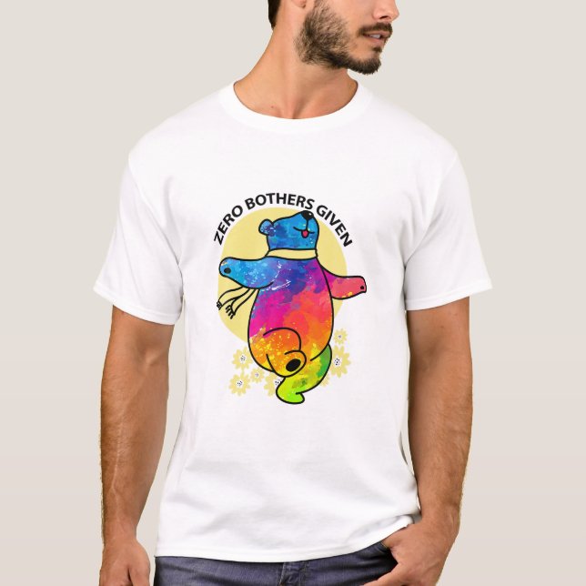 Zero Bothers Given Tie Dye Dancing Bear Funny Bear T-Shirt (Front)